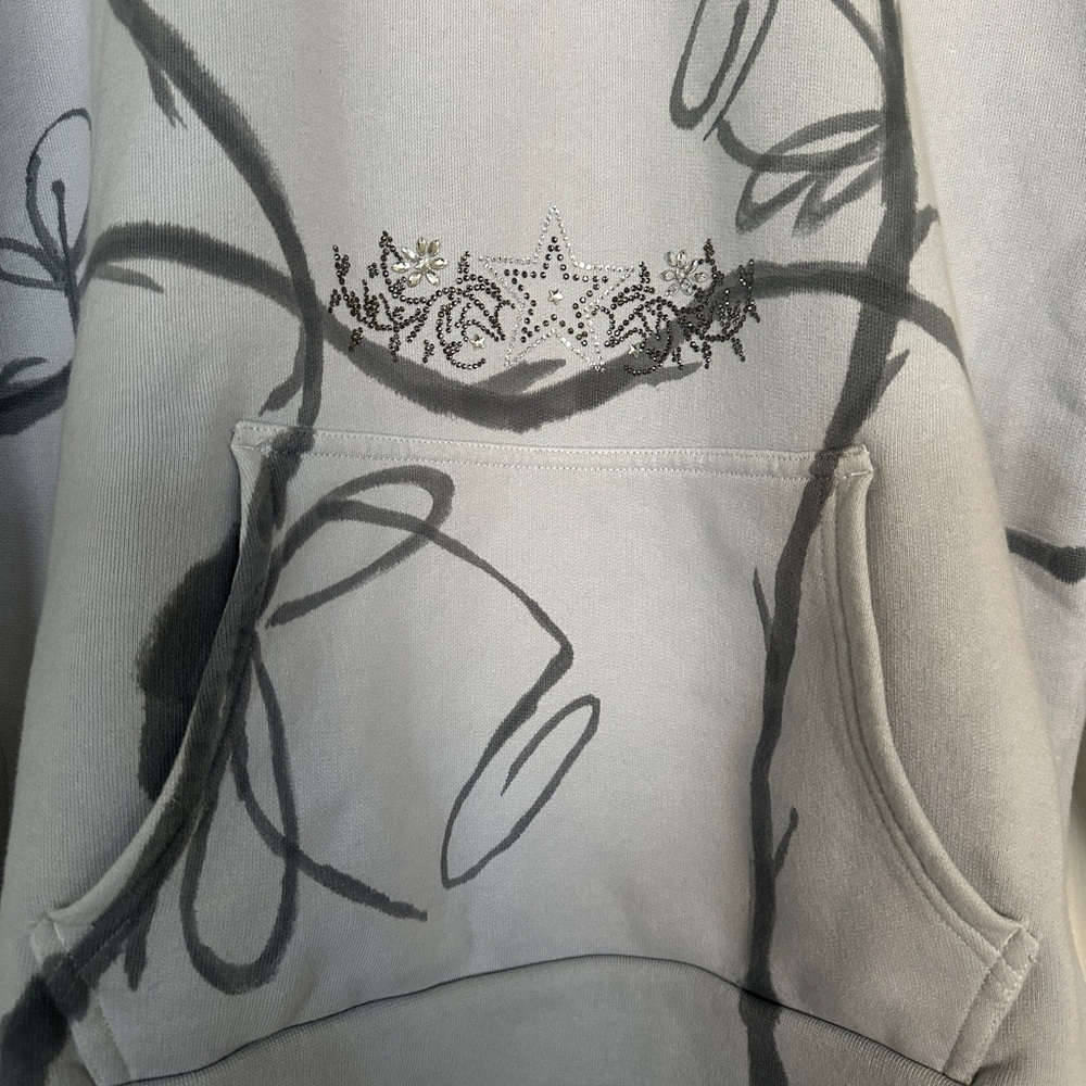Collina Strada Women Hoodie Silver Roses Rhinestone - Picture 4 of 11